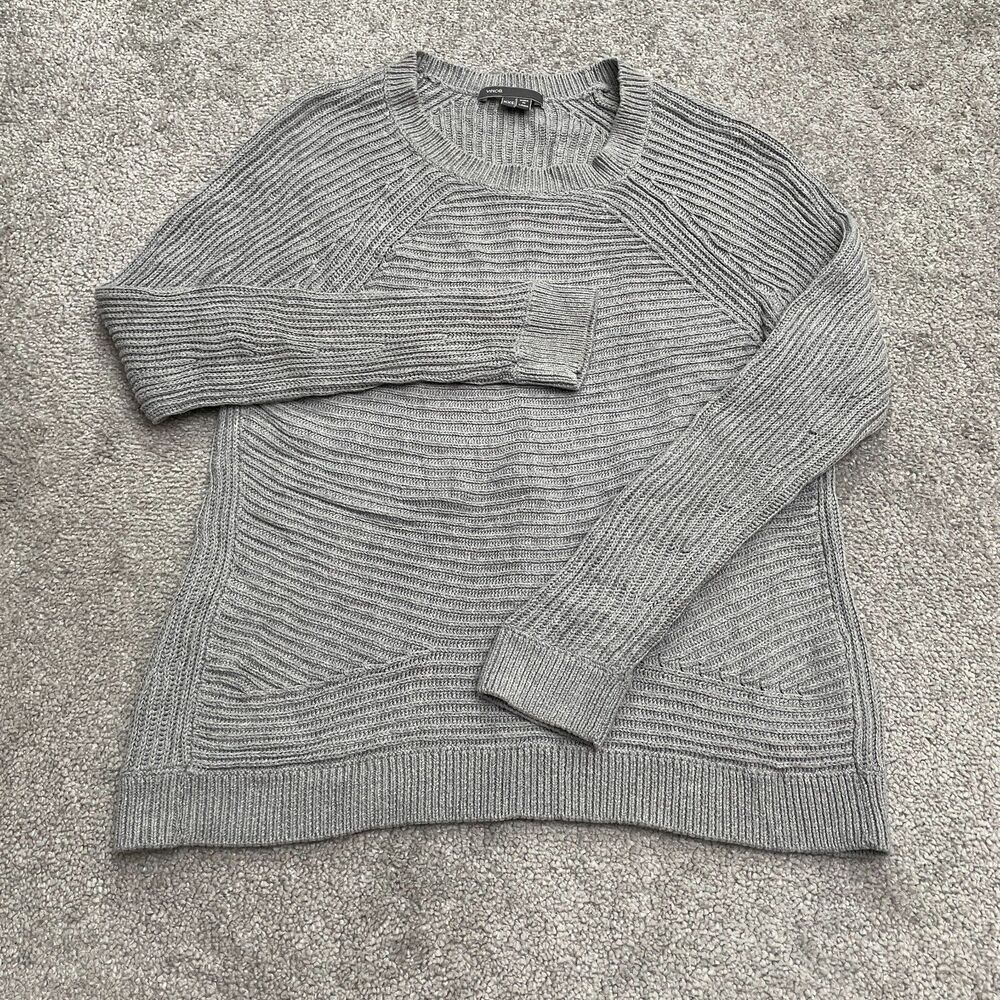 Vince Knitted Pullover Sweater Womens XXS Gray Crew Neck Stretch Cotton Casual